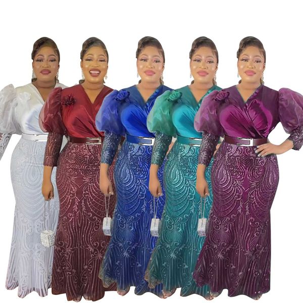 Vestidos longos para festas africanas para mulheres 2023 Novo Dashiki Ancara lantejouno vestidos de noite roupas de peru Robe Robe Africa Clothing