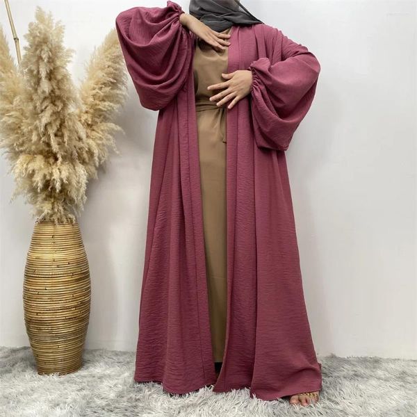Abbigliamento etnico in raso abaya per donne luccichio manica lanterna manica islamica hijab dubai tacchino abito modesto kaftan ramadan abito lungo musulmano