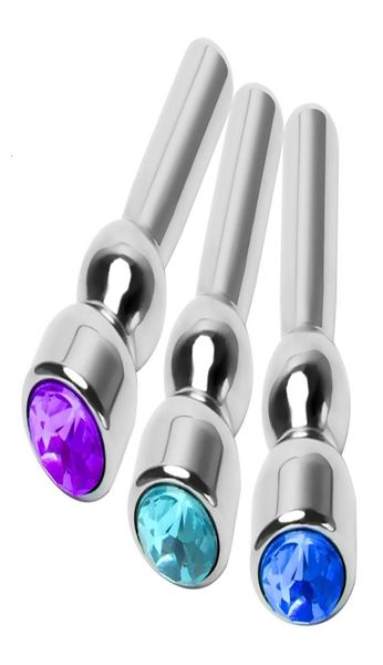 Sex Toy Massagebaste Metall Urethral -Katheterspielzeug für Männer Diamant Edelstahl Penis -Stecker Dilatatoren Männliche Keuschheitsgürtel1739457