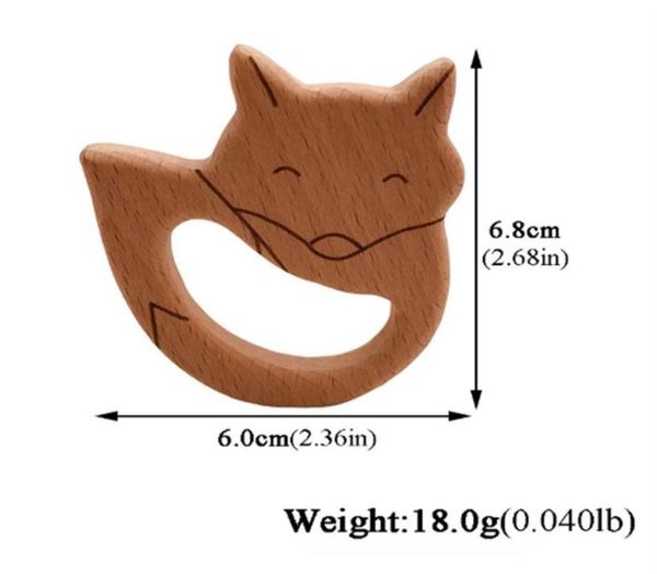 10pcs Diy Baby Teether Toy Toy Wooden Animal Shape Colar Pingente Alimento Cadeiro Beech FEETHETH RECONBUNCIDO Toy202M6056417