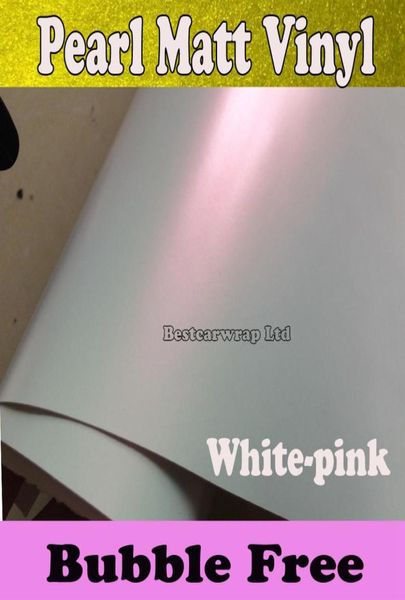 Premium Pearl White Matt Vinyl Wrap Whitepink Pearlescent White Matt Film Car Wicking Folie Aufkleber Größe15220mroll 5x6ft4445191