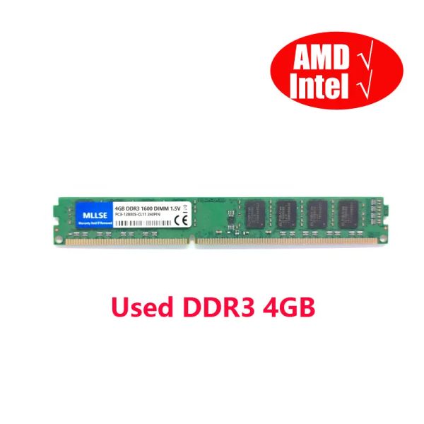 Fareler MLLSE, DIMM DDR3 1333MHz/1600MHz 4GB PC310600/PC312800 Masaüstü RAM için bellek kullandı, kaliteli