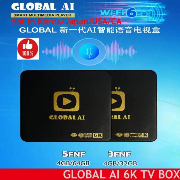 Caixa 2022 Global AI 3FNF 4GB32GB Global AI TV Box Voice Control Hot em Cingapura Malásia Coréia Japão HK TW USA CA PK EVPAD Caixa de TV 6p