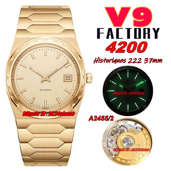 V9F 37mm Historiques 4200H 222 Jumbo A2455/2 Menções automáticas UNISSISEX REGULAR AMARELO DIAL DOL DIL