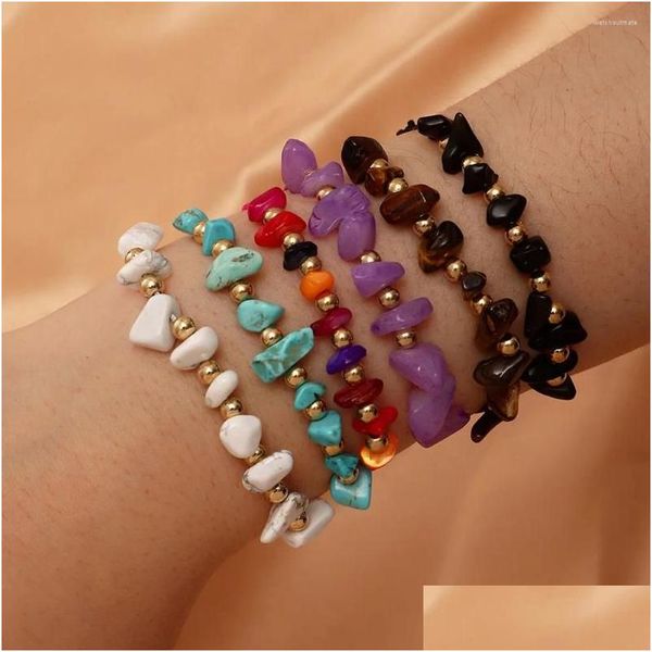 Pulseiras de charme pulseira de pedra natural de pedra natural para mulheres plástico pérolas de branqueado jóias de joias de joias entrega dhxjs
