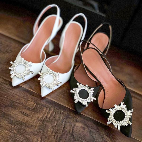 Teli della moda cursori di lusso Donne girasole cristallo diamante tacco alto slitta da scarpa da pelo casual sandalo sandalo mulo sandale scarpe vestito di scarpe estate