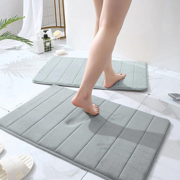 Tappetini da bagno bagno tappetino anti-slip in memory foam pile corallo super assorbente poliestere morbido a forma di acqua a forma di acqua