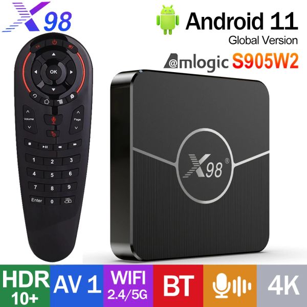 Box originale X98 Plus Smart TV Box Android11.0 AMLOGIC S905W2 4K HDR10+ AV1 2.4G/5G WiFi BT HDR X98Plus TV Prefix vs X96 Tanix