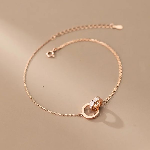 Anklet Enosola para Mulheres Girl S925 Sterling Silver Rose Gold Color Loops Linked Ajusta Ajusta Ajusta Ajusta Página Jóia 240408