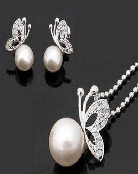 Серебряное кремовое жемчужное прозрачное казистовое хрустальное ожерелье для подвесной бабочки и серебря