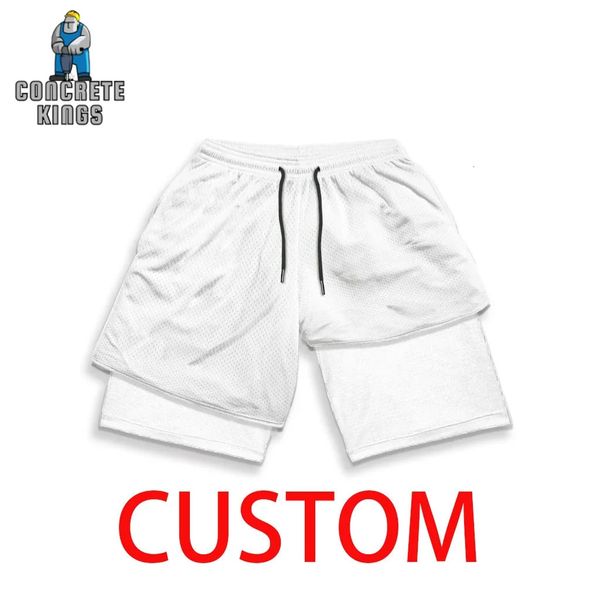 Custom Ihre Fitnessstudio -Shorts Männer Fitness Running 2 in 1 Schnell trockene Performance Tasche Summer Sportswear 3D Print Joggshose 240323 240416