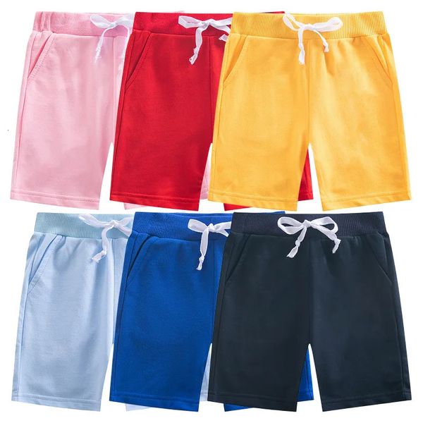 Bambini Shorts Summer Shorts for Boys Girls Cotton Solid Elastic Beach Short Short Sports Pants Toddler Dropship per bambini 10y 240328