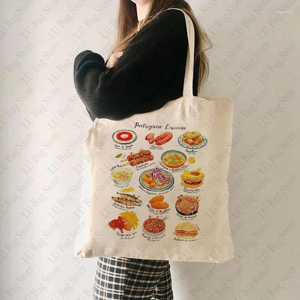 Bolsas de compras Bag de cozinha portuguesa Bag portugal Gifts ombro ombro portuga Trip Merchandise Pattern Canvas