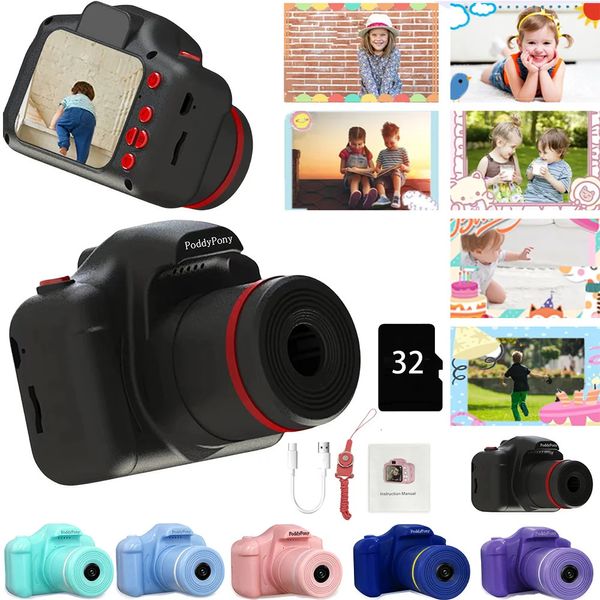 Çocuklar dijital kamera oyuncakları 32GB açık pografi kamera doğum günü festivali ile uzun lens çocuklar portatif elektronik oyuncaklar 240327