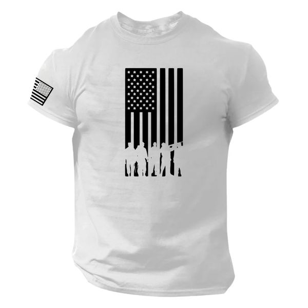 Herren T-Shirt 3D Print Military Patriotic Schädel fallen gelassen T-Shirt übergroß