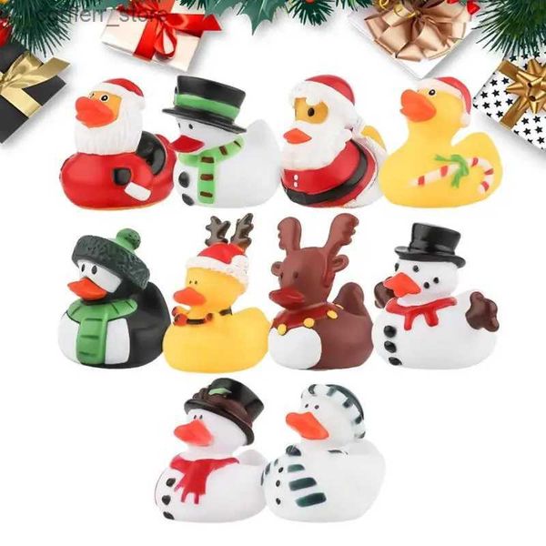 Toys Baby Bath Christmas Duck 10pcs Colorful Ducks Bath Toy Duck Crea un'umore natalizio in più modi per giocare per ragazzi per bambini L48