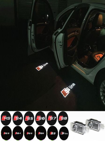 2PCSSET PORTA LED Ghost Welcome Light Light Puddle Laser Light para Audi A3 A4 A5 A6 TT Q5 Q7 TTS SLINE RS S3 S4 S5 RS3 LOGO1817547