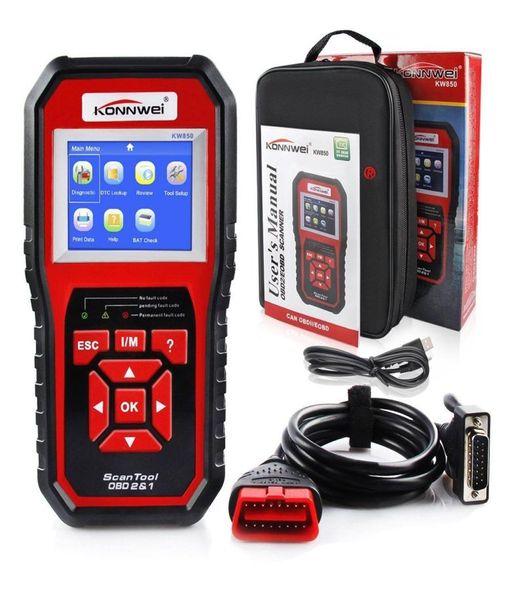 Новый Konnwei KW850 OBDII OBD2 EOBD CAR AUTO CODES Reader Diagnostic Scanner Tool 12V с розничными коробками UPS DHL 6838355