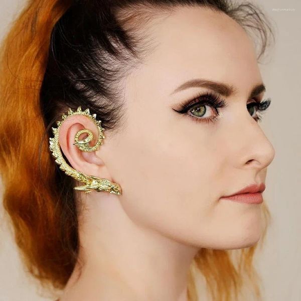 Rücken Ohrringe verloren Lady Trendy übertriebene Dragon Clip Manschette Punk Große Metallknorpel Ohrhälfte für Frauen Mädchen Schmuck Geschenk