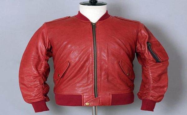 Flugjacke Schafsleder echte Lederjacke Männer Motorrad Biker Ledermantel Red Bomber Baseball Uniform6511990