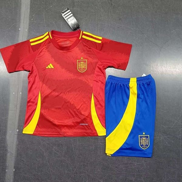 Spanien 2024 Home Cup Football National Team Fan Kits Sport 10 Short Sleeve Children's Set