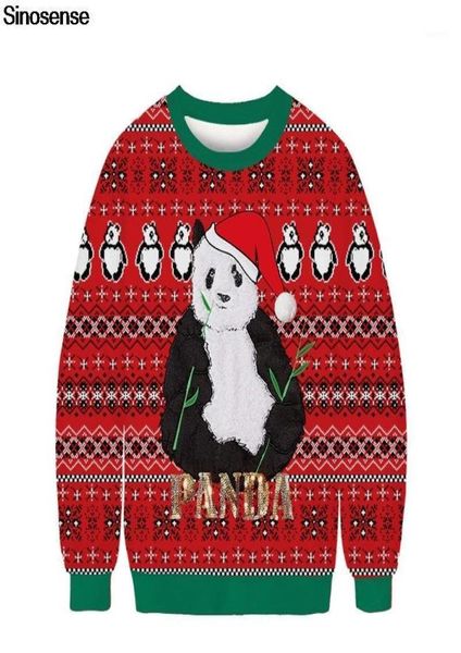 Men039s Sweaters Erkek Kadınlar Sonbahar Kış Mürettebatı Boyun Uzun Kollu Noel Jumperlar Üstler 3d Komik Panda Baskılı Sevimli Noel Partisi SW4093327
