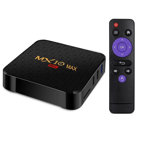 Box 6K TV Box MX10 MX10 Android 9 TVBox RK3318 Quad Core 4GB 32GB 64GB 2.4G WiFi USB3.0 Supporto 6K*4K H.265 Smart Media Player vs Pro