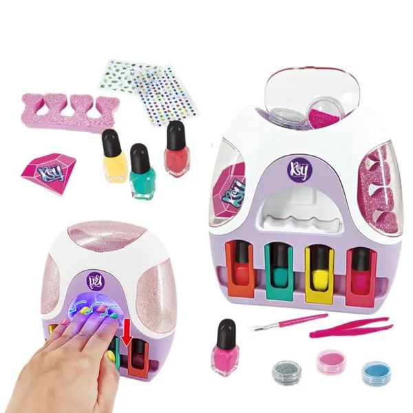 Kits Kids Nagellack Kit Nagelkunst Kits mit Nagel Trockner Schnell Trockenschalen von Nagellack Spielzeuggeschenk für Mädchen lustige Zeug zum Make -up