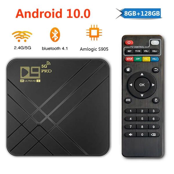 Box Pro Home Theatre Smart Media Player Amlogic S905L 2.4G/5G Dual WiFi Bluetooth TV Box Quad Core Android 10.0 Set Top Box