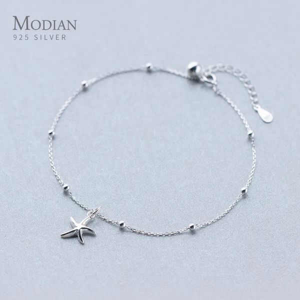 Modian Starfish Light Beads Chain Chain for Women Real 925 Sterling Silver Link Link Fashion Jewelry Gifts 240408