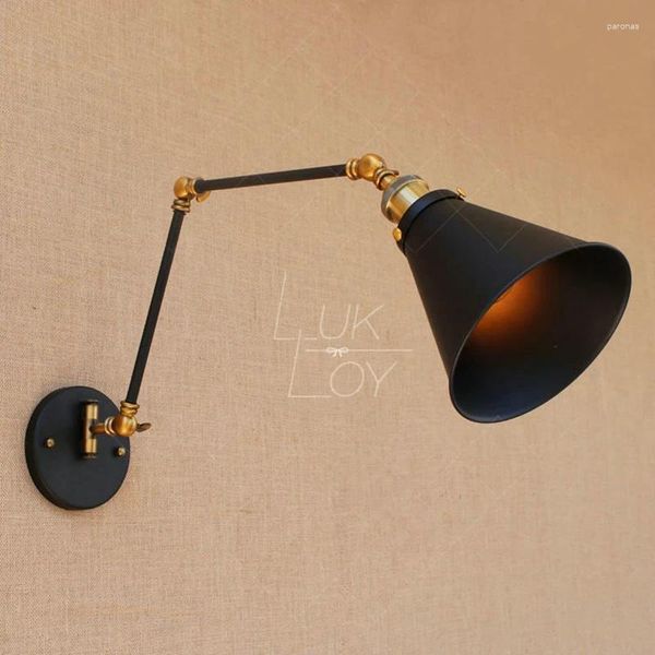 Wandlampe Lukloy Light E27 Retro Industrial Vintage Vintage Verstellbare Metallbeleuchtung für Home Office Decoration