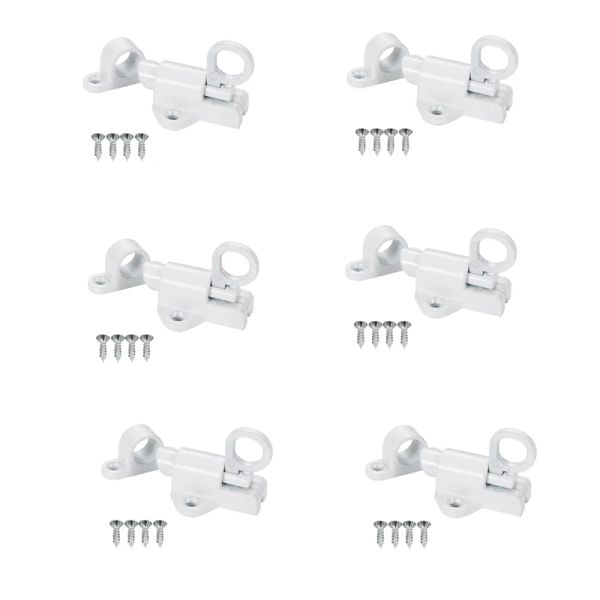 Blocca 6X Sicurezza in lega di alluminio Gate finestra automatico Lock Molla Bounce Port Bulling Bolt, bianco