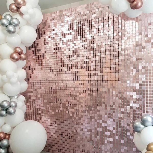 Party -Dekoration 2 Packs Glitter Vorhang Hintergrund Rose Gold Junggeselle Folie Geburtstag Hochzeitswand Paillettendekoration Dekor