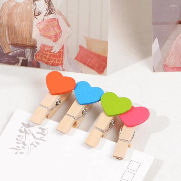 Украшение вечеринки 50 шт./Лот 3,5 см деревянный мультфильм Cart Clip Color Mini Po Poscard Decorative