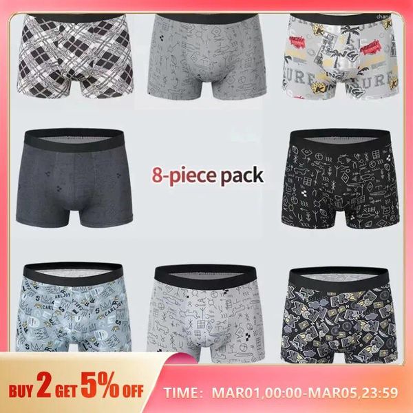 Underpants 8pcs de roupas íntimas masculinas de cuecas jovens soltas adicionais adicionam gorda de meia-idade e idosos