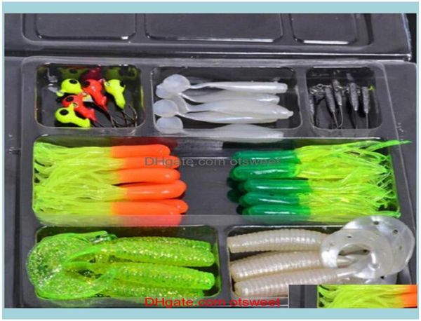 Esportes de esportes ao ar livre Baits de pesca de minhocas macias 10 ganchos de cabeça de cabeça de simulação Lures Set Ferramentas Tackle Box Peixe Equipamento AESSORIAS 7597554