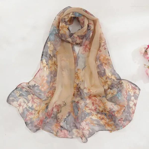 SCARPE 2024 Fashion Summer Women Beach Scarf Designer floreale Chiffon Silks Shawls Female Headband Wraps Sunier Hijab