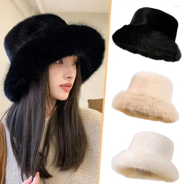 Berretti Big Furx Furx Fluffy Cappello Secket per donne Lady Luxury Plush Inverno addensato Neve Oversize Soft Panama Q0K2