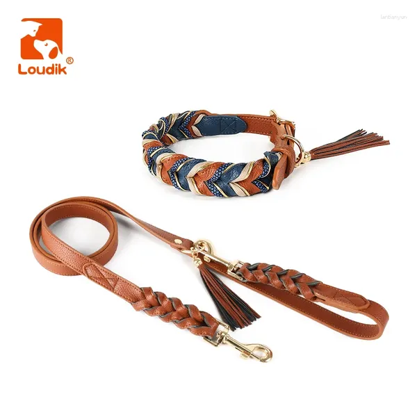 Colarinhos de cachorro loudik fabricante por atacado Reciclo de estilo ocidental Design Alemanha Design de luxo colar de couro de luxo colar de pet -tear de corda de estimação