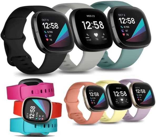 Cinta de relógio de silicone para Fitbit Versa 3 Soft Silicone Wrist Banda de relógio à prova d'água para Fitbit Versa3 Sense Smart Access2460262