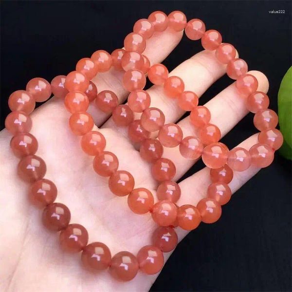 Pulseiras de link 9mm de bracelete de ágata vermelho natural Reiki Cura de joias de moda de pedra para mulheres 1pcs