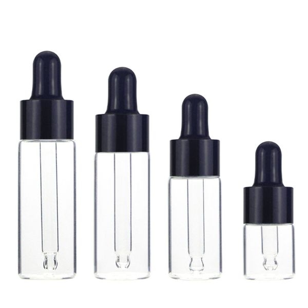 Mini garrafas conta -gotas de tamanho de amostra para viagem 1ml 2ml 5ml 3ml Amostra de óleo essencial Amostra de frascos de mini garrafas de queda de amostra de líquido cosmético perfume