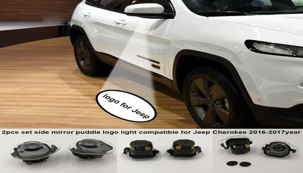 Set 2pcs set laterale a vista posteriore Proiettore LED Logo Puddle Logo per Jeep Cherokee 20142017 Year Plug and Play1352246