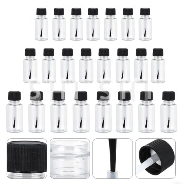 Şişeler 50/100 PCS Fırça ile Oje Şişesi, Boş Doldurulabilir Kozmetik Örnek Şişe, Temiz Plastik Şişe 5ml 10ml 15ml 20ml 30ml