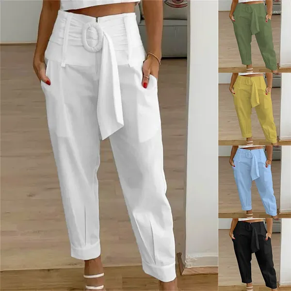 Pantaloni da donna abbigliamento europeo e americano Amazon's -scelling 2024 Summer Casual Straigh Straigh Straigh High Wake Pocke