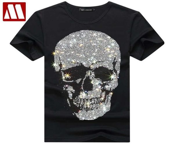 Rhines taglie forti per cranio magliette da uomo abiti estivi maniche corta uomo streetwear o collo maglietta magro calaveras camiseta x07128061836