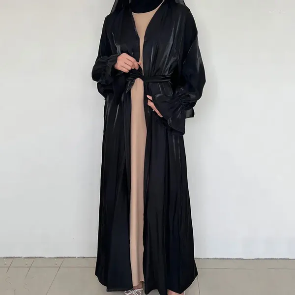 Ethnische Kleidung Muslim long Satin Open Abaya Dubai Luxus arabische Robe Strickjacke Sommer sonnenproofes glänzende Kleider Islamisch für Frauen Kimono