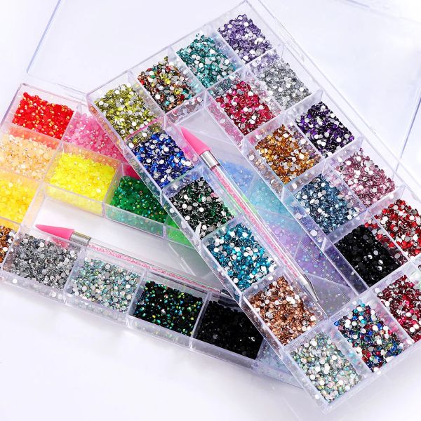 Removers 20000pcs/set 3 mm trasparenti chiorini di strass rotondo rotondo piatto glitter colorati gemme accessori per unghie fai -da -te decorazioni per nail art 3d