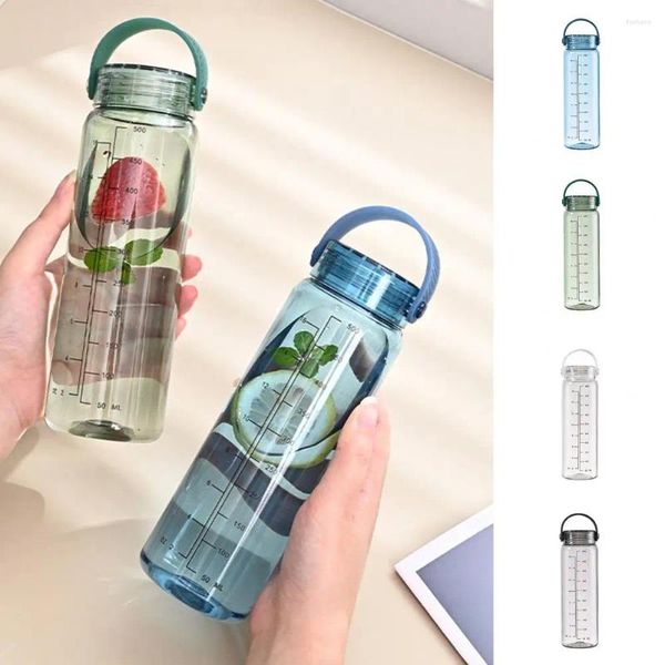 Bottiglie d'acqua manico in silicone bottiglia sportiva portatile tazza da 500 ml a prova di perdite con scala per uomini viaggi