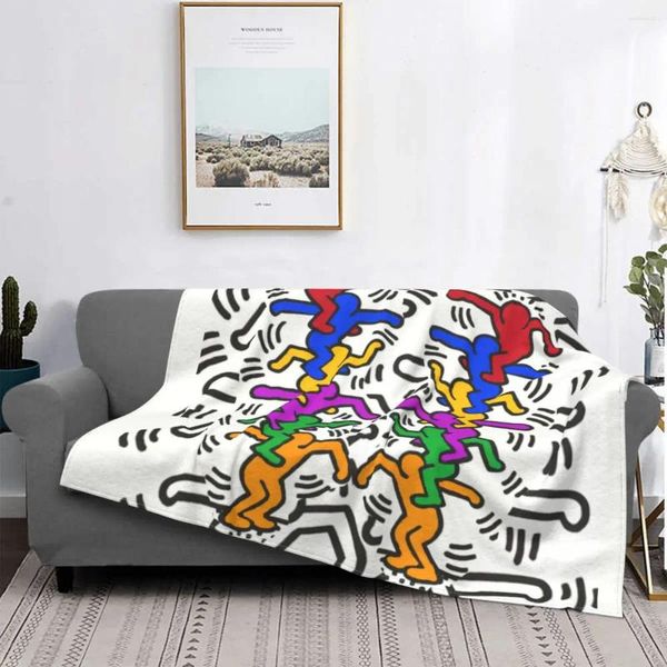 Coperte acrobati figure di graffiti che ballano coperta in flanella morbida dipinti arring astratti tiri art per la trapunta del divano letto